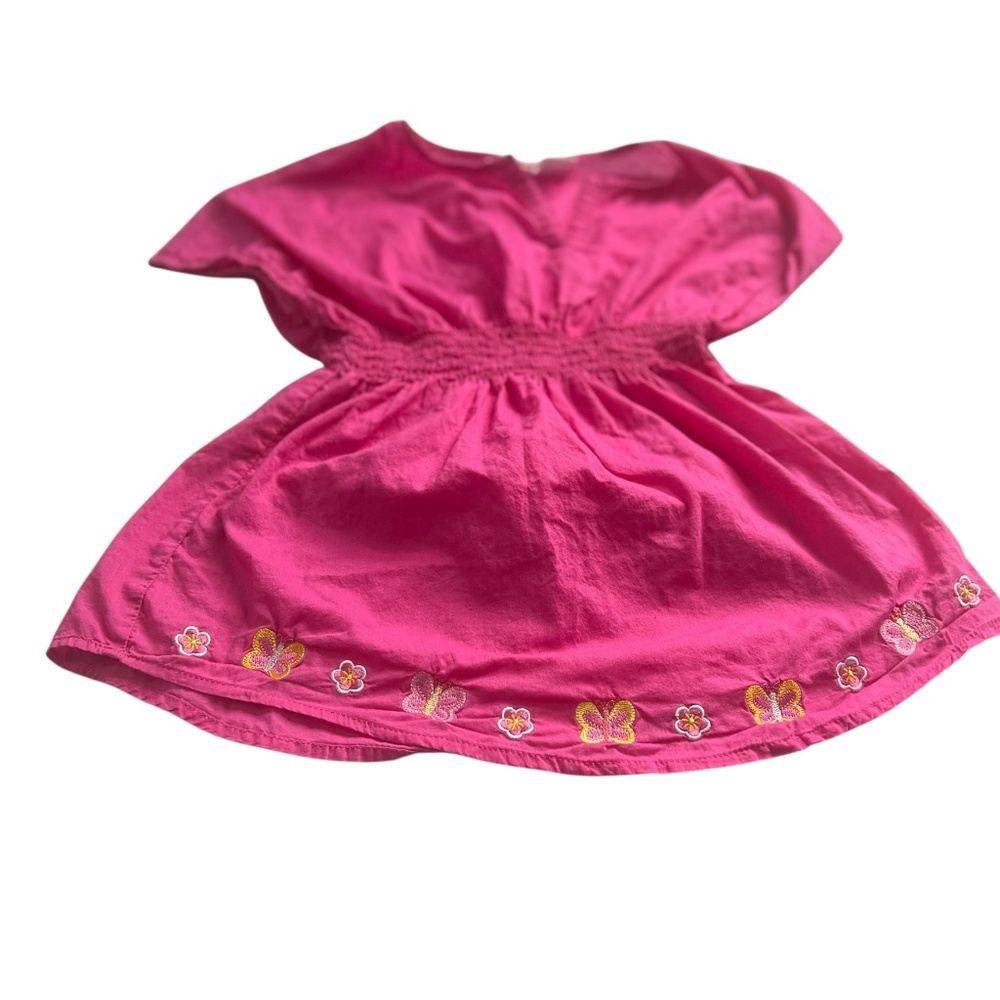 Girls Koala Kids Pink Smocked Waist Butterfly Dress Toddler Size 5T Pre-owned